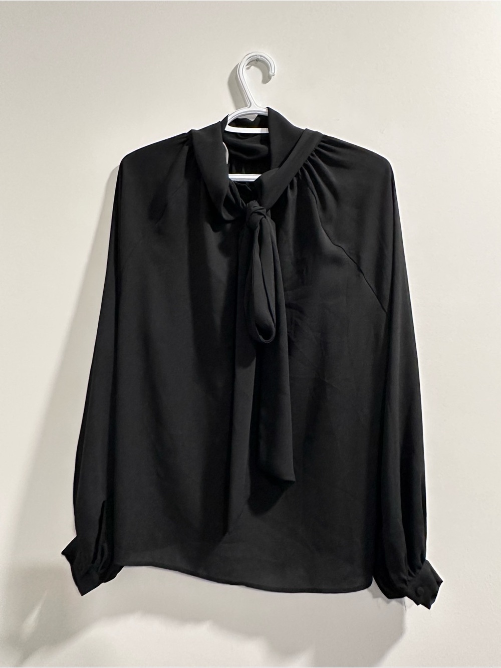 Imperial Elegant Black Tie-Neck Blouse - Women